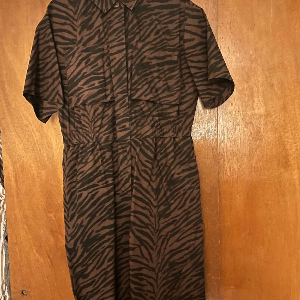 Banana Republic Brown and Black Zebra Print Jumpsuit